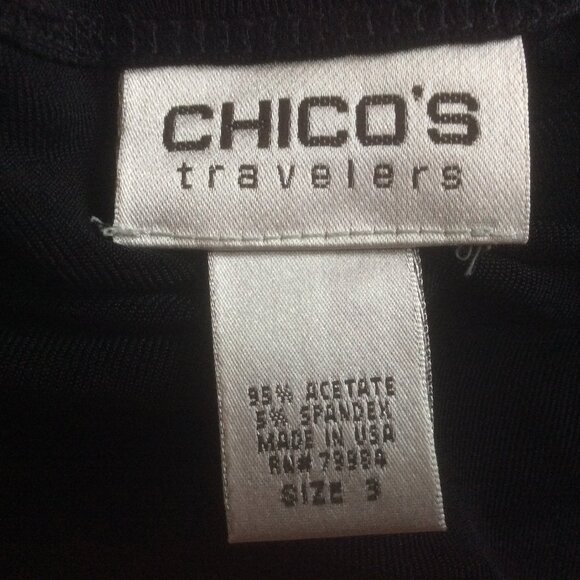 Chico's Travelers Black V-Neck Twist Front Liquid Fabric Tank Top Size 3 (XL) - Picture 3 of 4
